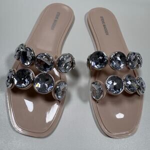 STEVE MADDEN Kawah Blush Womens Jeweled Flat Sandals Slides Size 9M Glams Resort